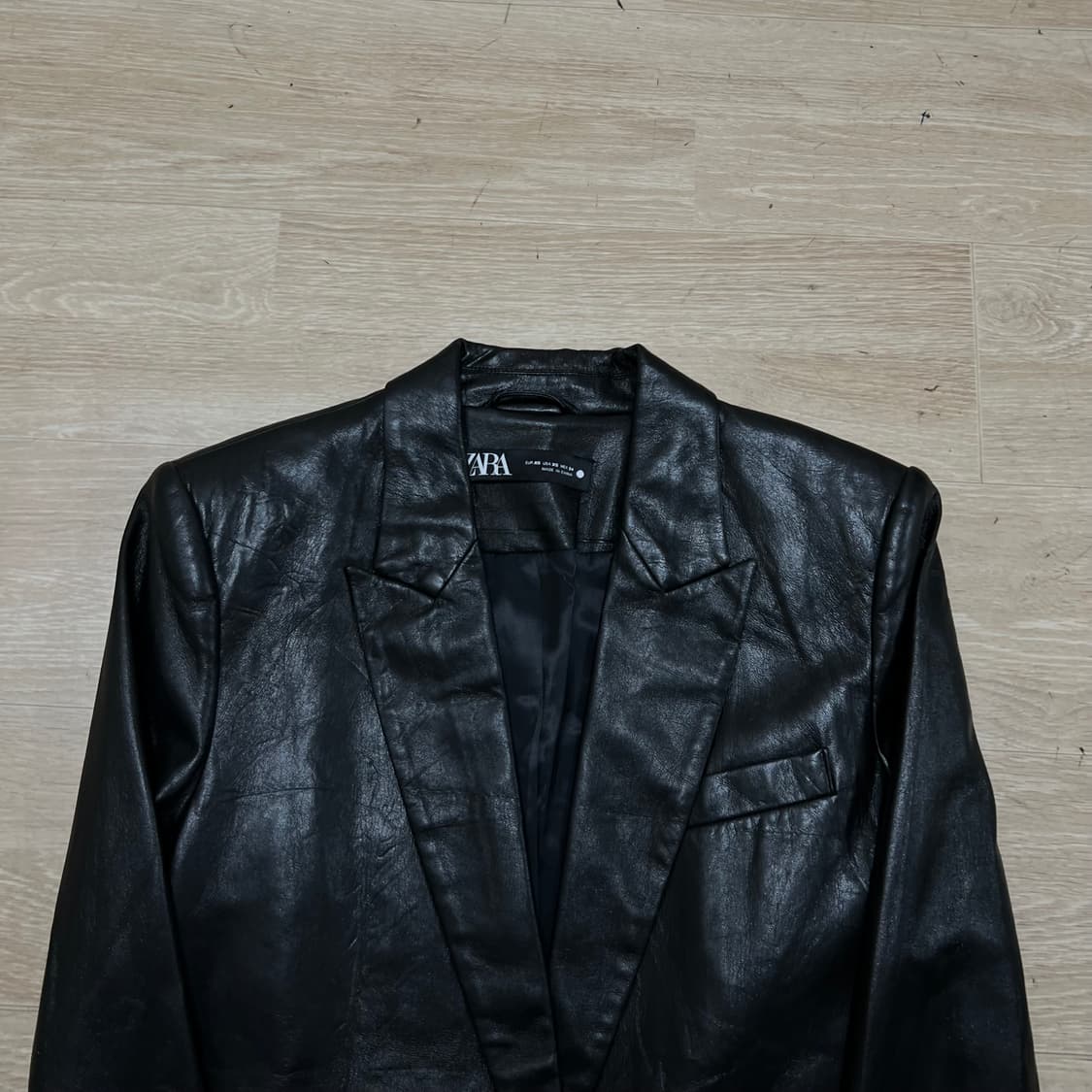 자라 여성 레더 가죽 블레이저 자켓 [블랙] XS/85 상품이미지2