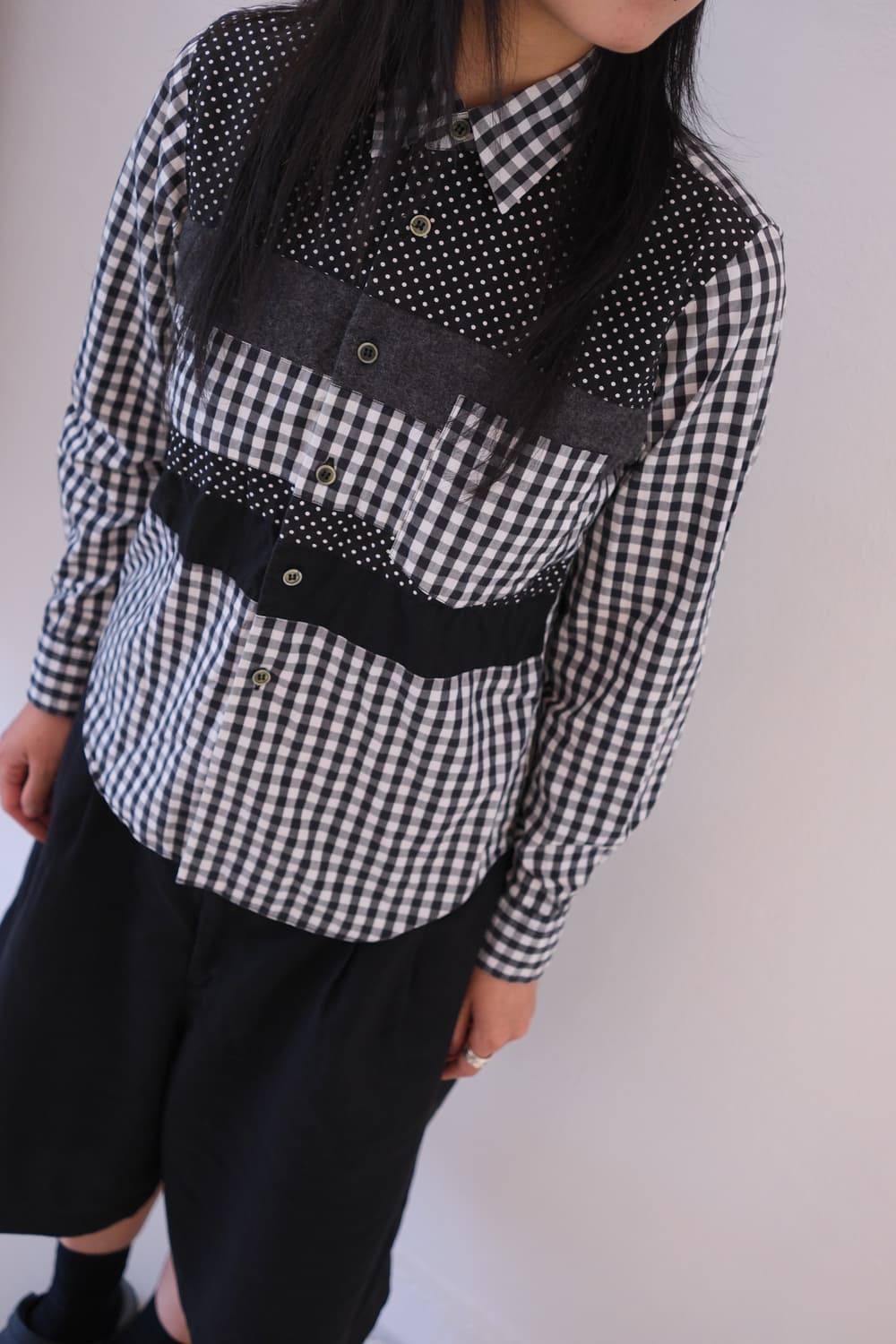Patchwork gingham check shirt 상품이미지2