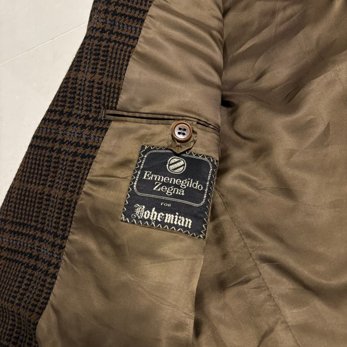 정품 에르메네질도 제냐 브라운 타탄체크 울 캐시미어 블레이저 자켓 상품이미지9