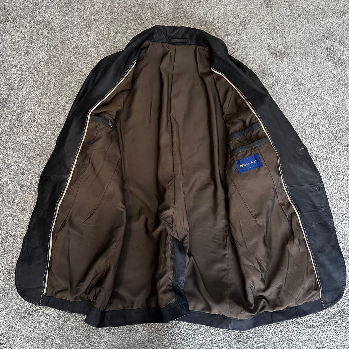 골든베어 블랙/브라운 양가죽 블레이저 자켓M 상품이미지4