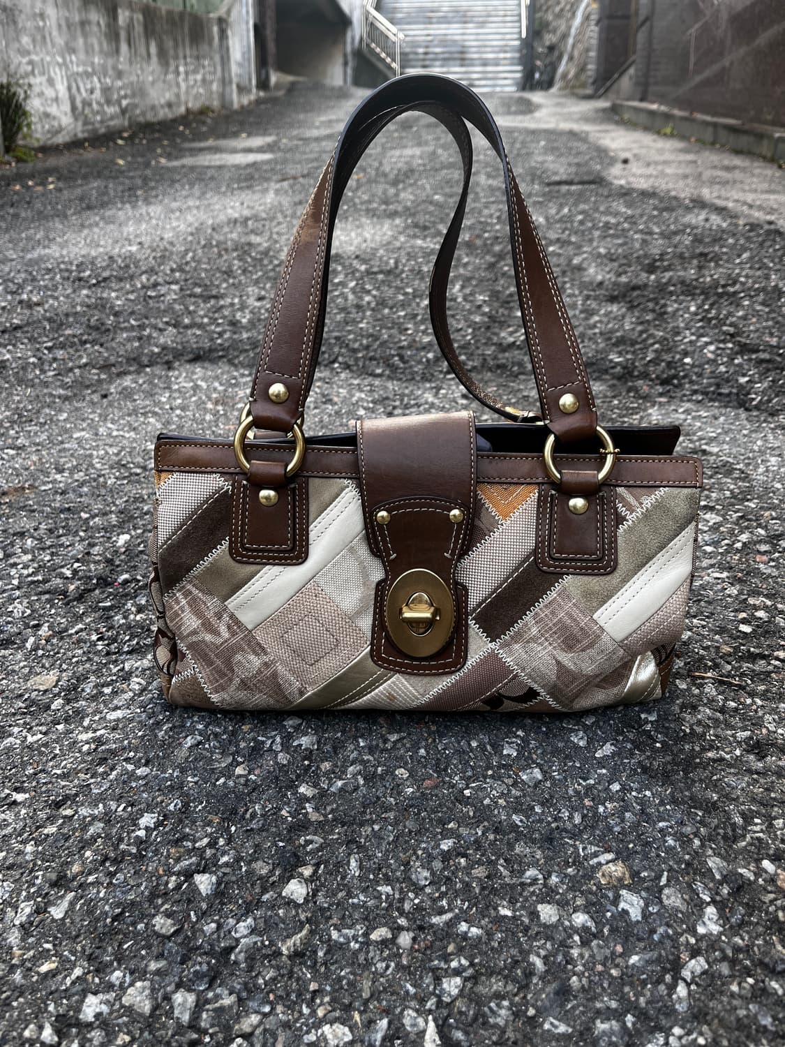 빈티지 코치 패치워크 숄더백 상품이미지1