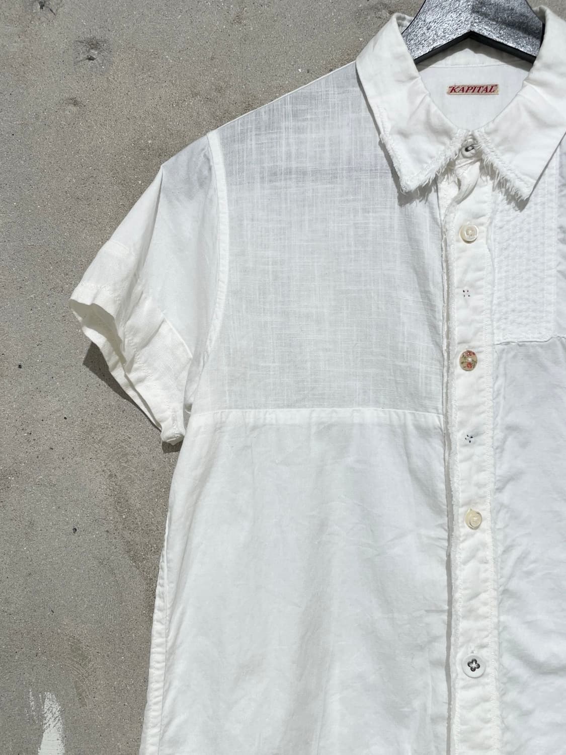 캐피탈 화이트 카트만두 패치워크 린넨 하프 셔츠 상품이미지2