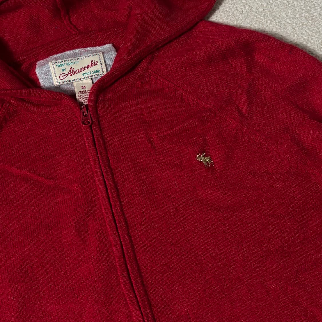 빈티지 아베크롬비 레드 딱붙 니트집업 상품이미지2