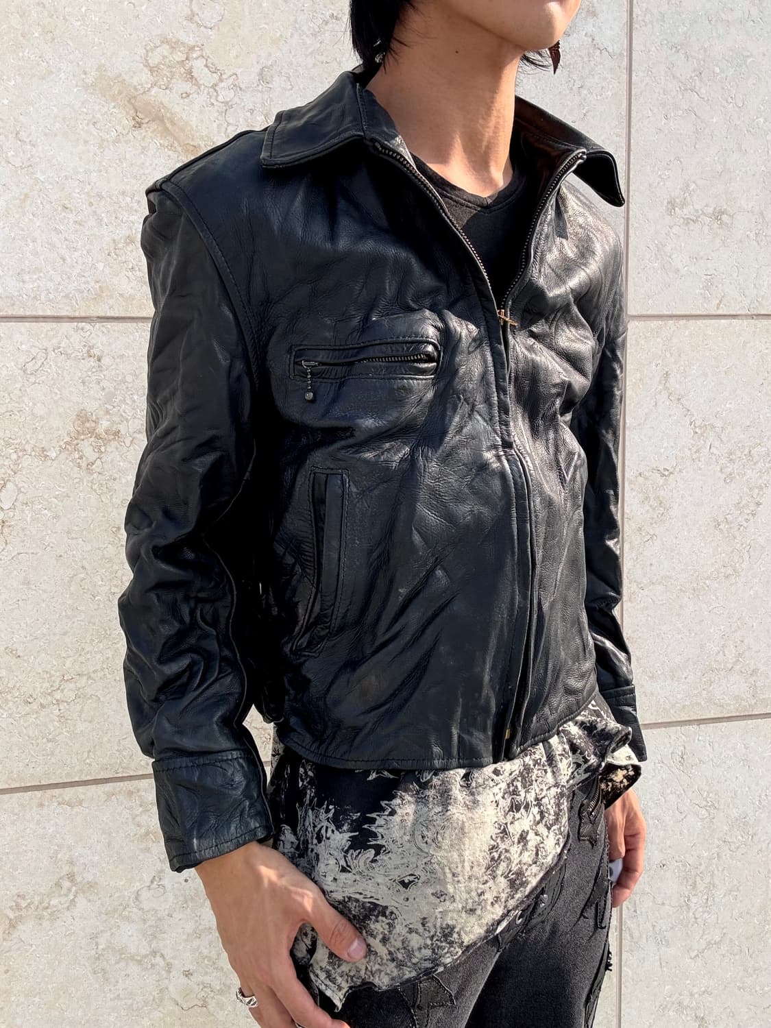 “America Vintage” Biker Crop Real Leathe 상품이미지1