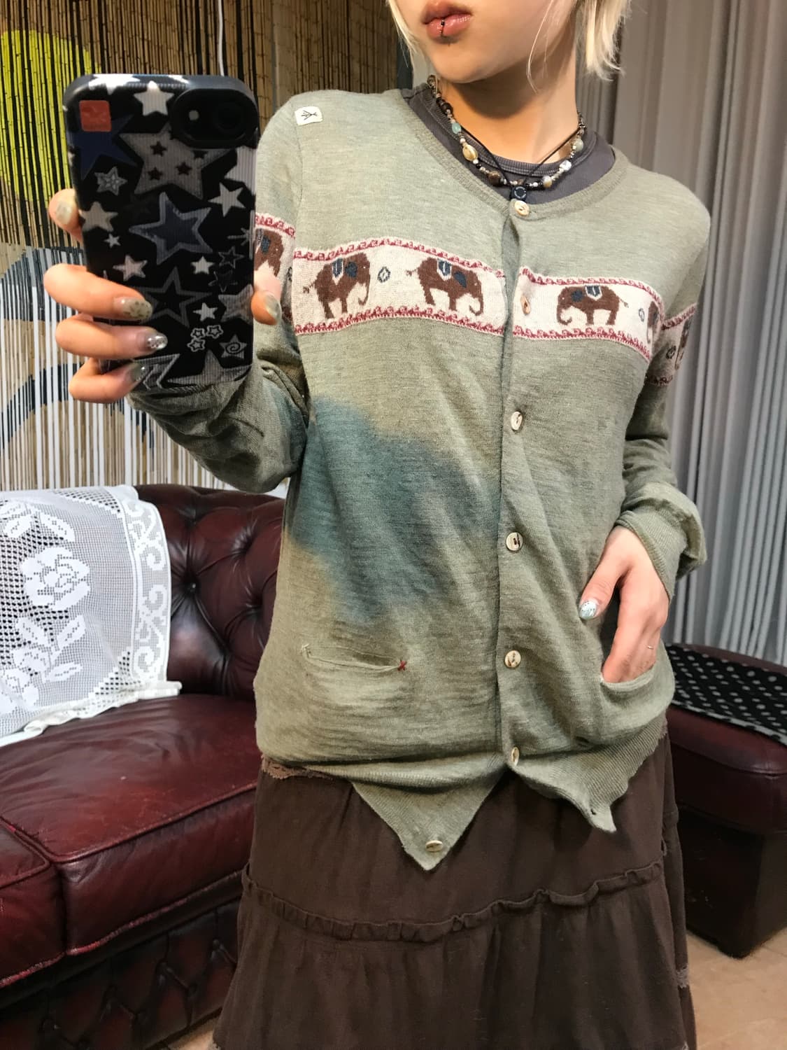 써스데이아일랜드 에스닉 니트 가디건 상품이미지1