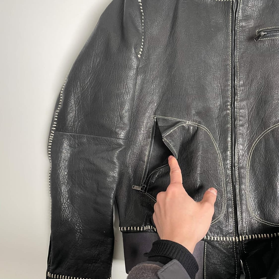 Emporio armani 소가죽 야구공 스티치 자켓 상품이미지4