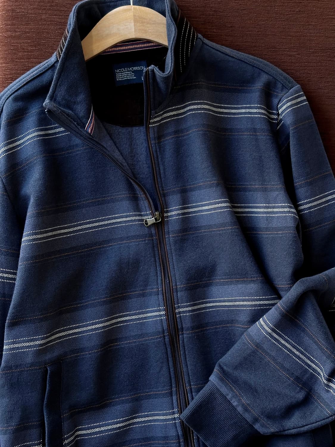 Stripe pattern cotton sweat zip jacket 상품이미지2