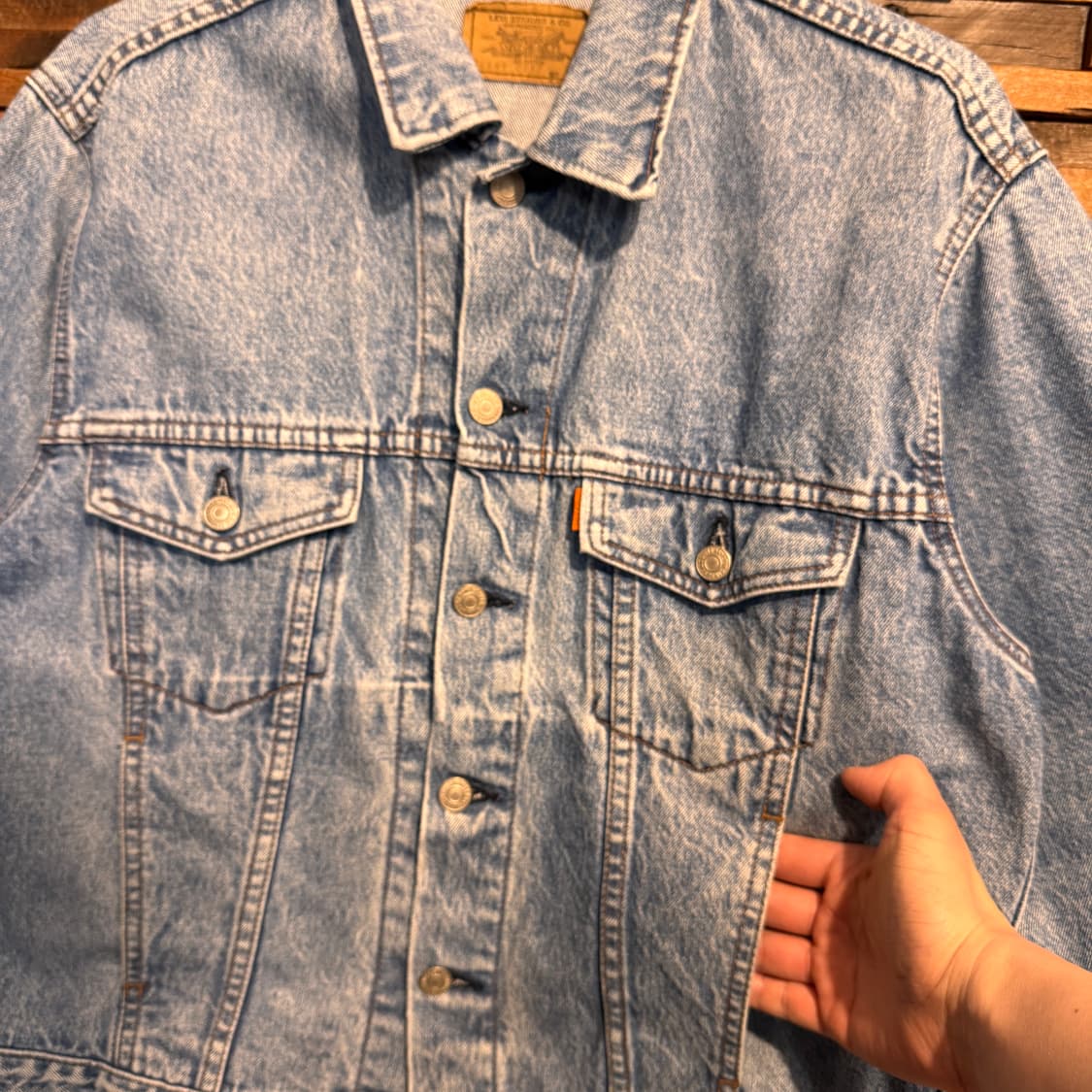 80s Levis OrangeTab Denim Trucker jacket 상품이미지4