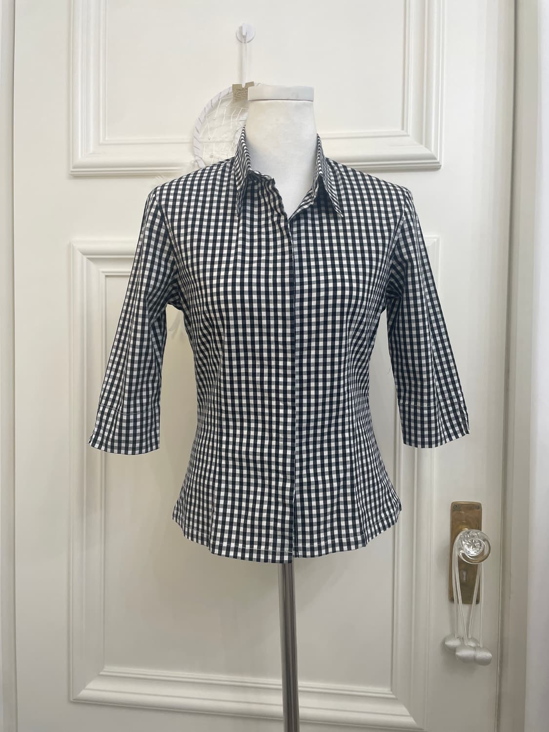 black gingham check basic shirt(size-M) 상품이미지1