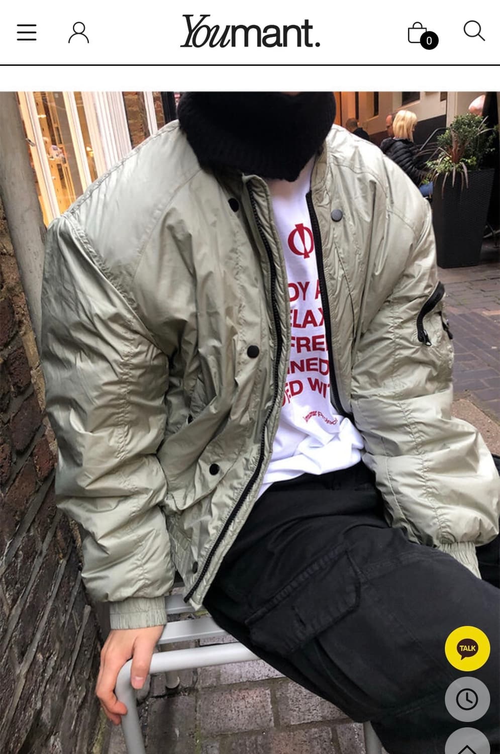 유먼트 나일론 크롭점퍼 (카키) 상품이미지3