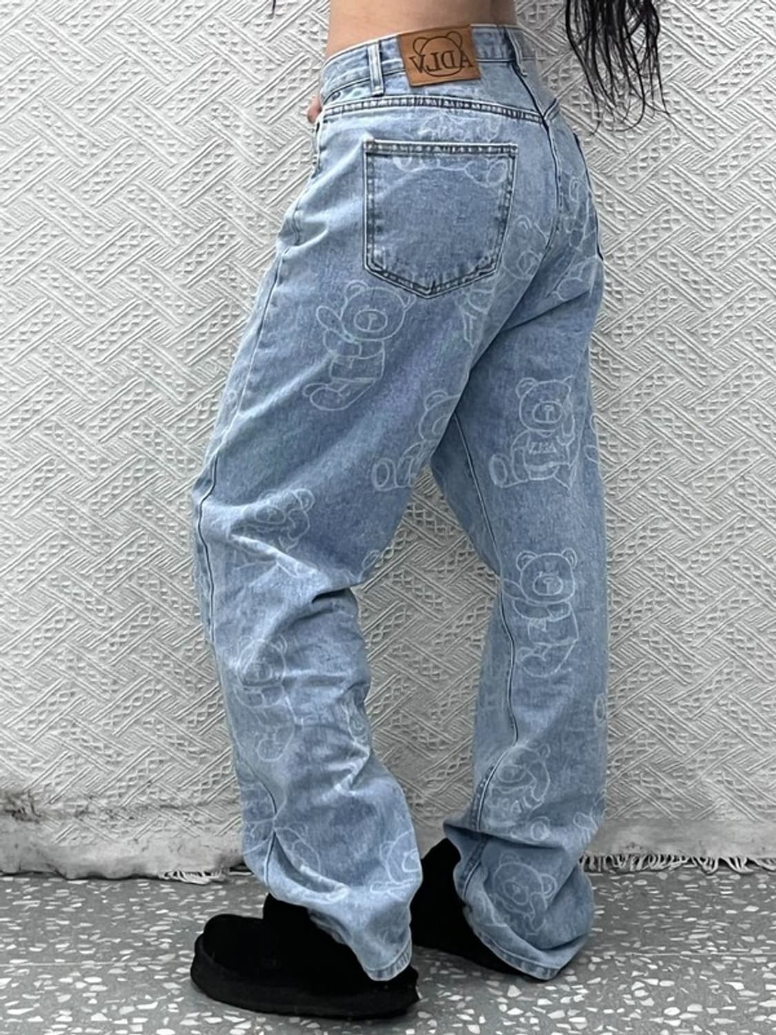 아크메드라비 빈티지 펑크 키치 베어패턴 연청 데님팬츠 3 C10365 상품이미지1