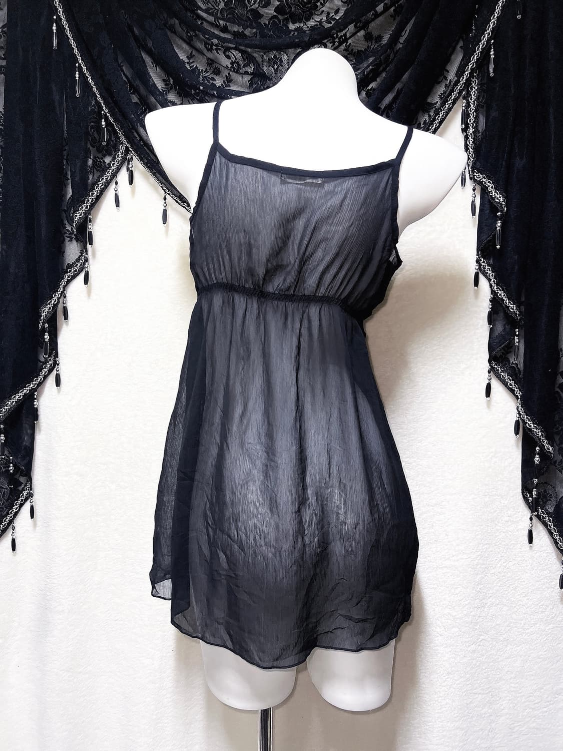 로맨틱고딕 고스펑크 다크페어리 시스루 슬립원피스 레이어드 바선생 핀터 상품이미지6