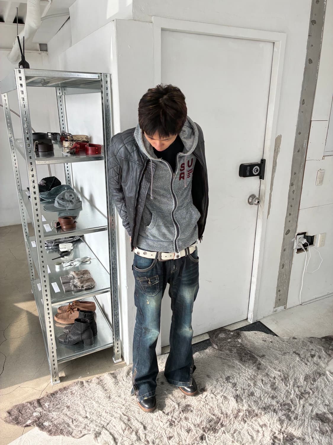 조르지오 브라토 워시드 퀄팅 바이커 레더 자켓 상품이미지6