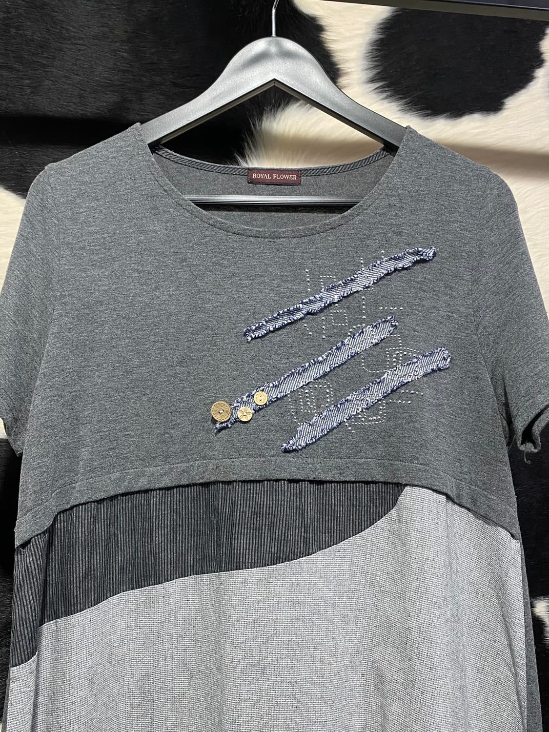 Royal flower 모리st 배색 롱 티셔츠 상품이미지3