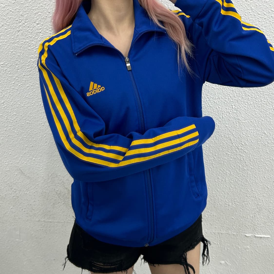 아디다스 에센셜 옐로우라인 블루 트랙탑 100 상품이미지2