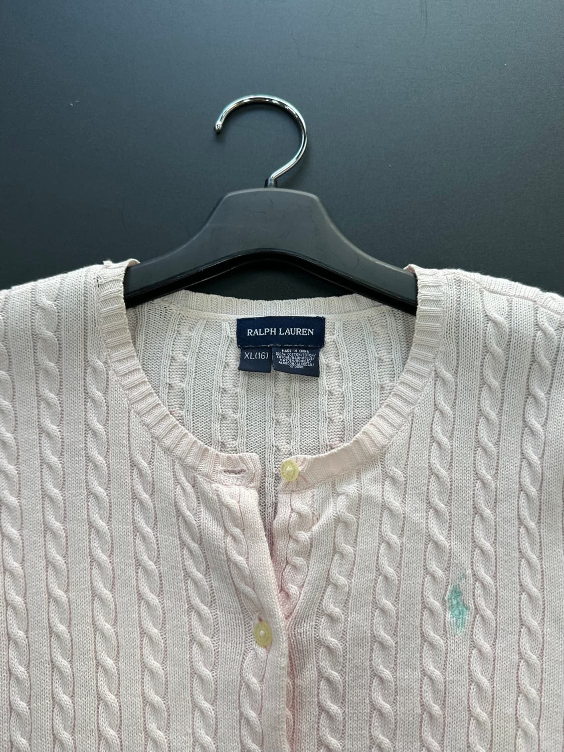 폴로랄프로렌 코튼캔디핑크 꽈배기 케이블니트 가디건 상품이미지6