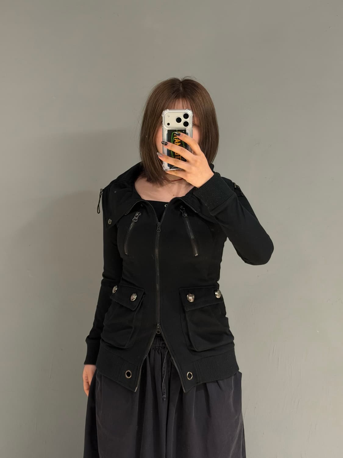 high-neck & wide collar detail zip-up 상품이미지2