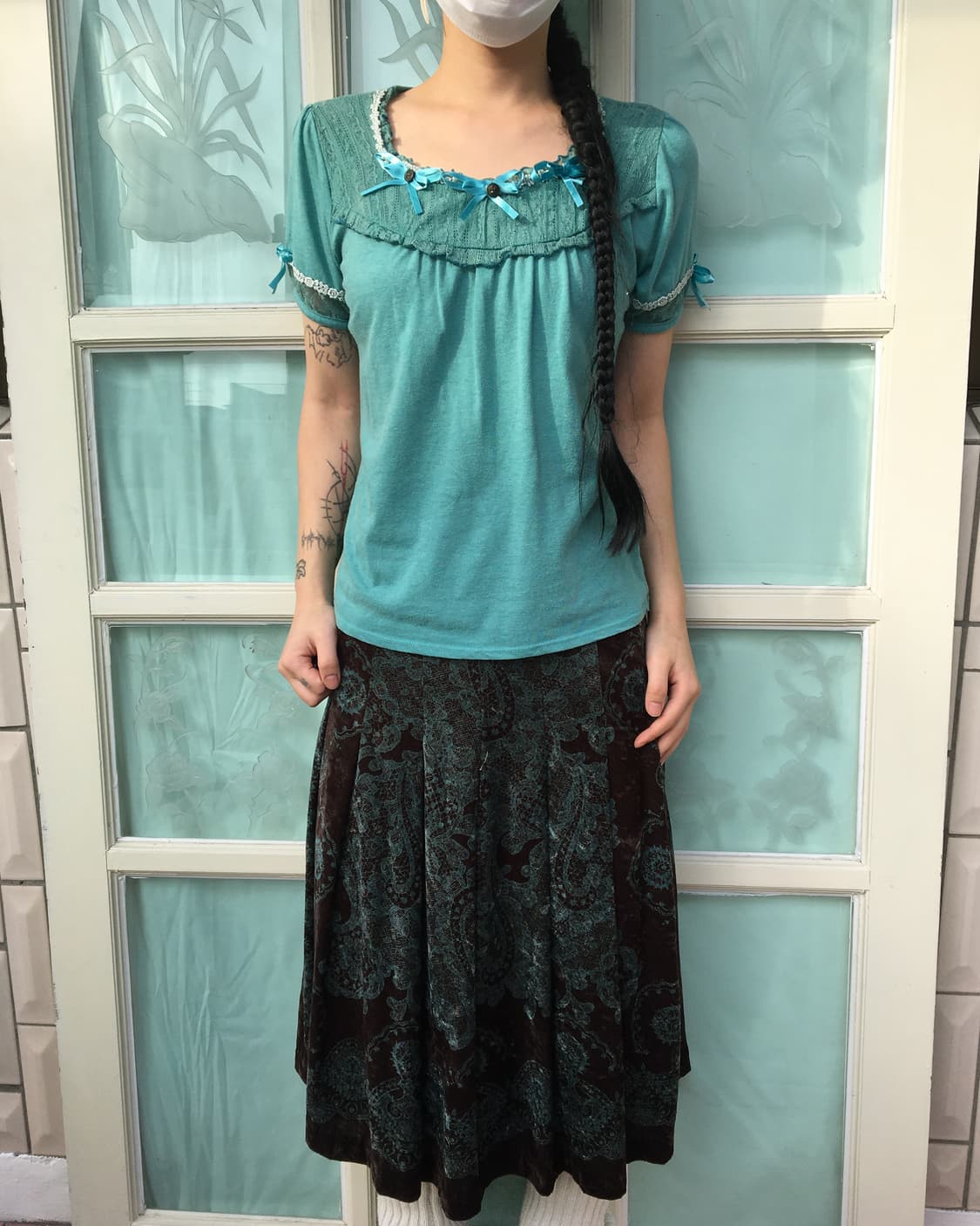 axes femme Ribbon lace point t shirt 상품이미지7