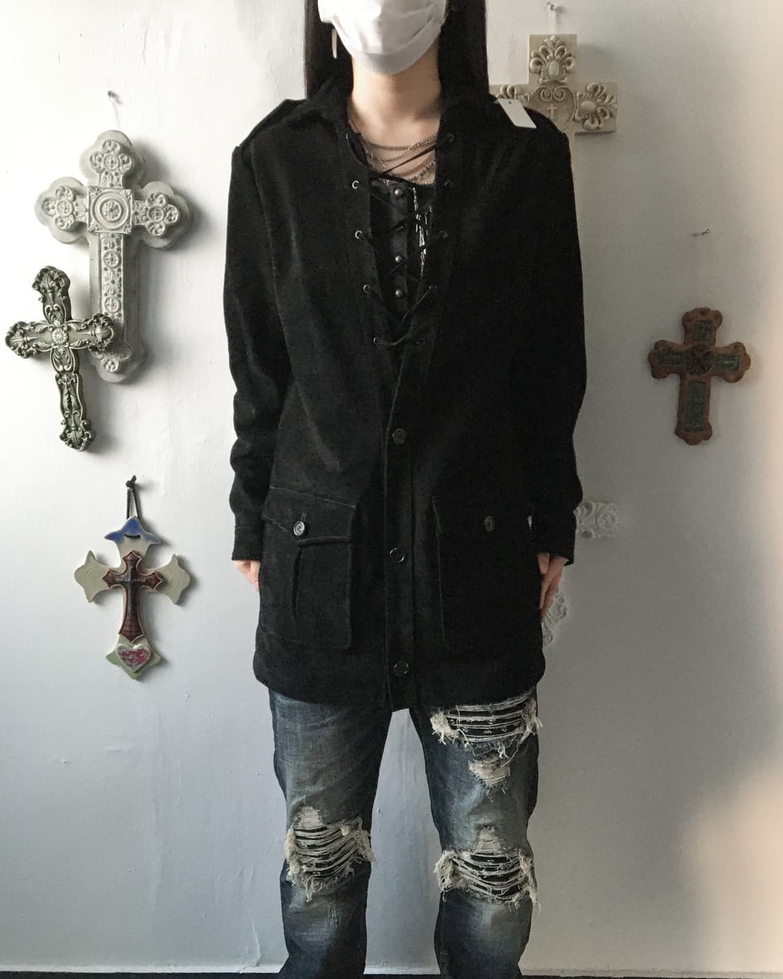 Lace up point suede jacket 상품이미지1