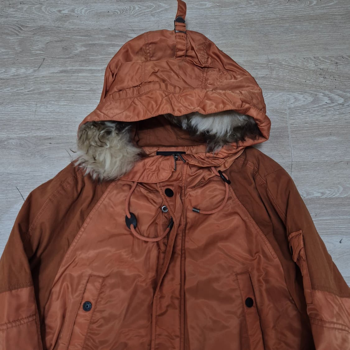 NIX 닉스 남성 사이드포켓 퍼후드 야상 롱패딩 점퍼 XL(105) 상품이미지2