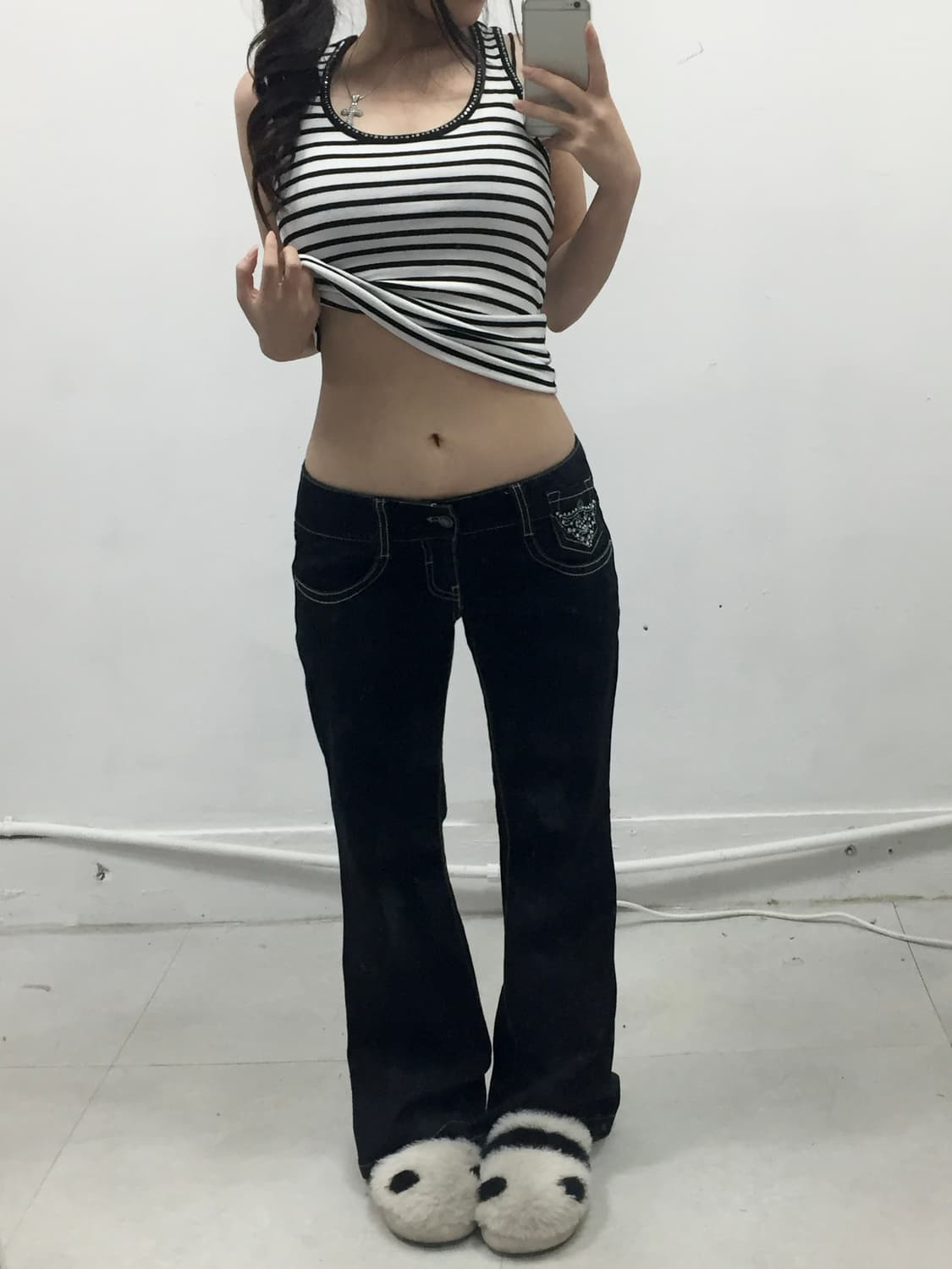 [EGOIST] 에고이스트 갸루 큐빅 y2k 부츠컷 데님 팬츠 상품이미지2