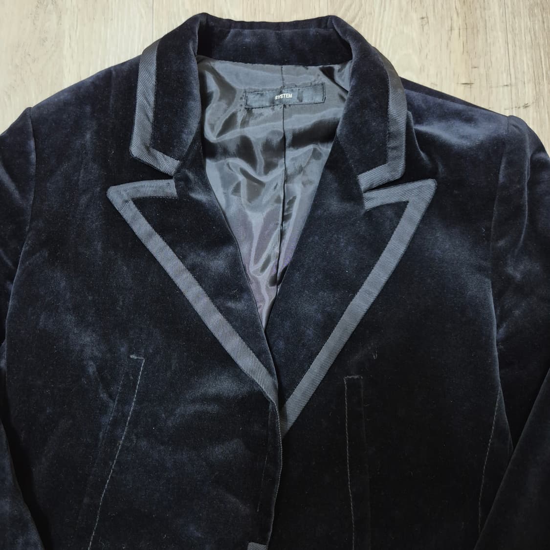 한섬 시스템 싱글 블레이저 카라 벨벳 자켓 상품이미지2
