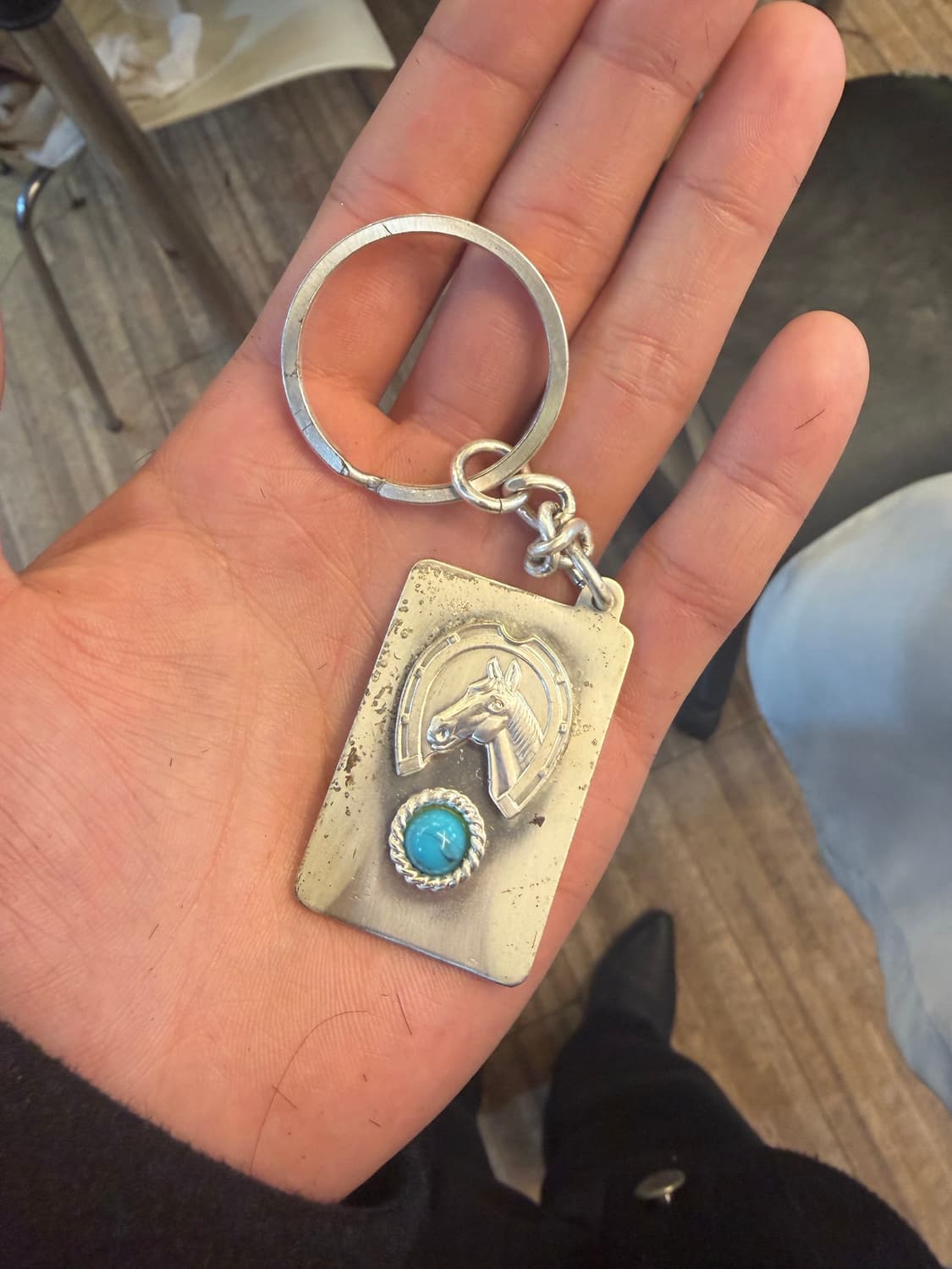 빈티지 실버 말굽 터키석 키링 상품이미지1