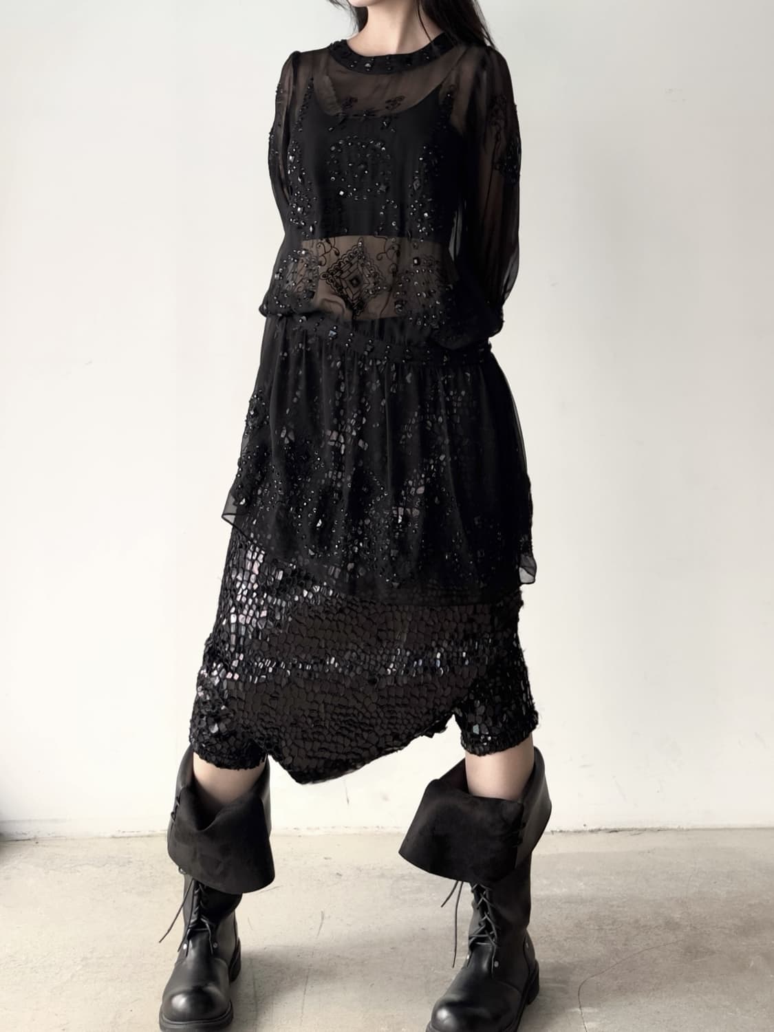 Tunic beads sheer ops / black 상품이미지5