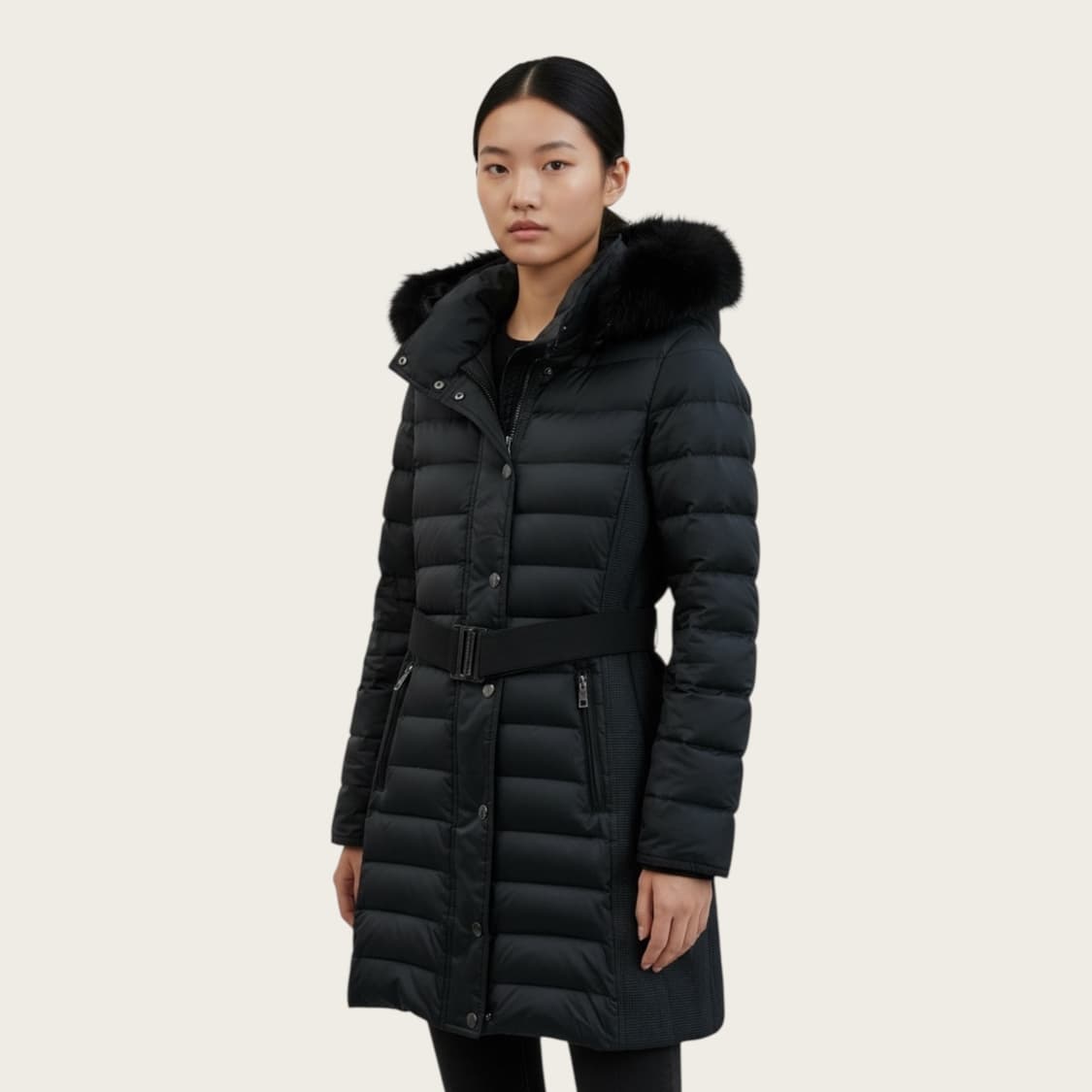 UK2/ 버버리 아비데일 벨티드 퍼 롱패딩 점퍼 상품이미지1