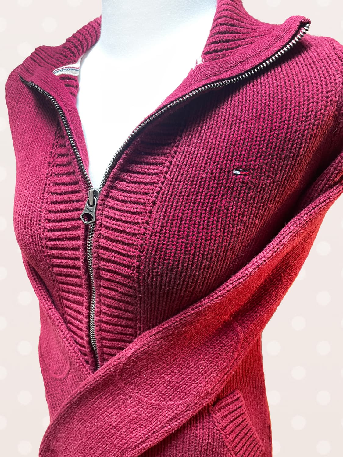 타미 빈티지 버건디 니트 집업 (xs) 상품이미지2