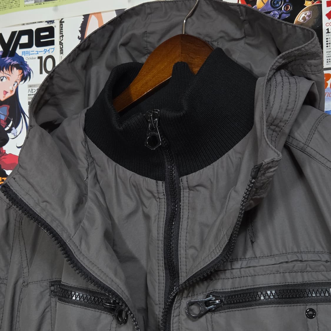 JPN 투지퍼 레이어드 락시크 그레이 바람막이 자켓 상품이미지4