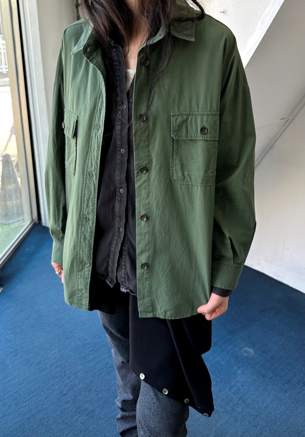 Light cotton wide silhouette work shirt 상품이미지6