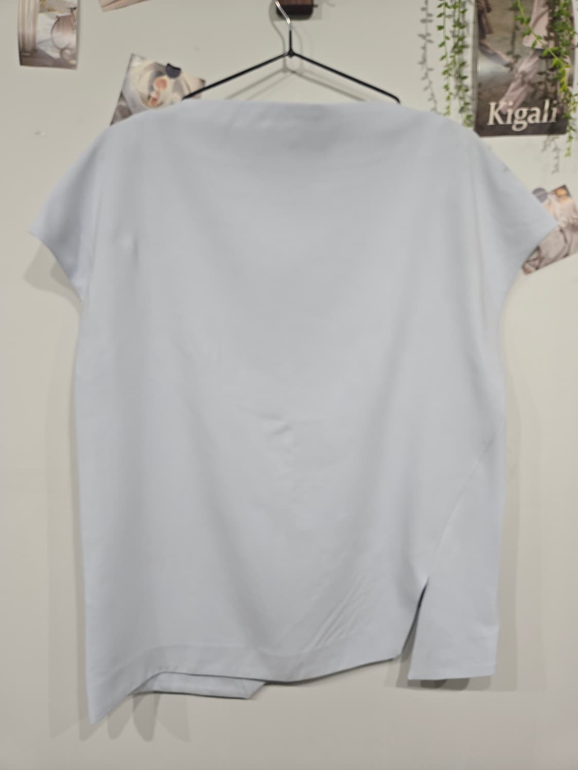 엔폴드 언발란스 랩 스타일 블라우스 하늘색 상품이미지4