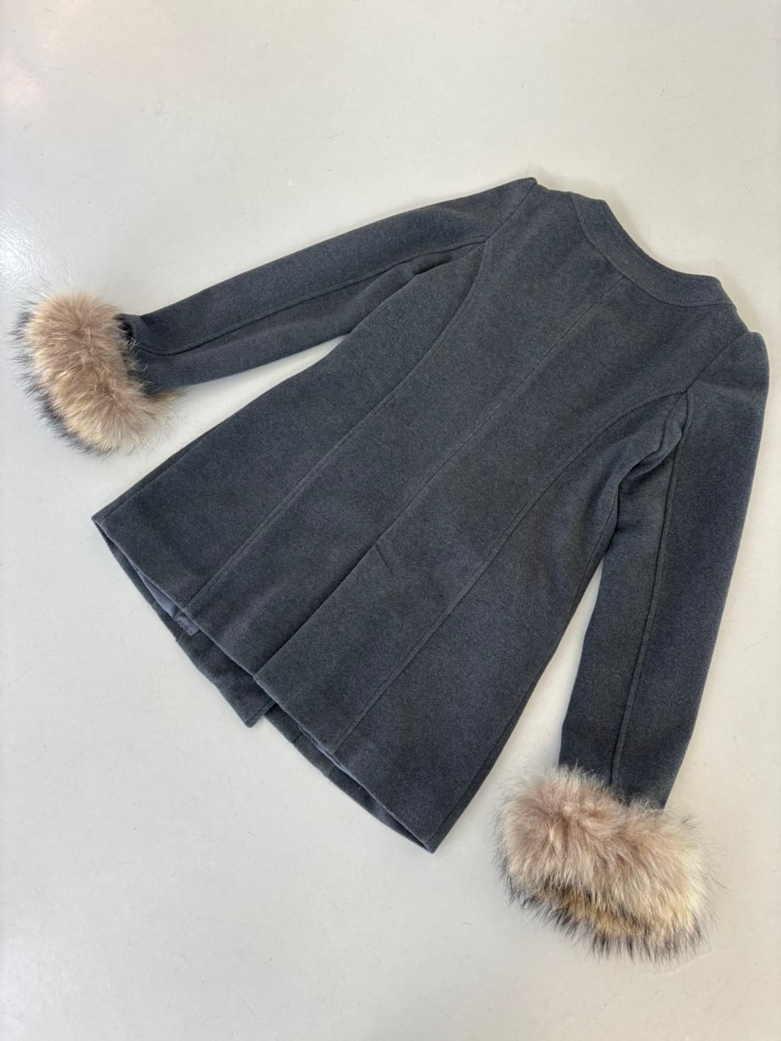 Kailani Raccoon Fur Cuffs Wool Coat 상품이미지6