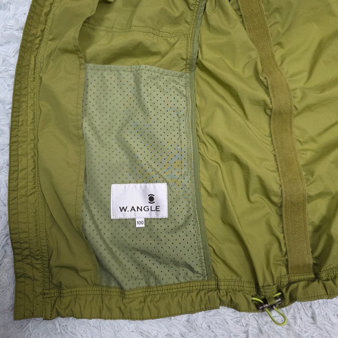 와이드앵글 남성 후드수납식 바람막이 카키 100 상품이미지8