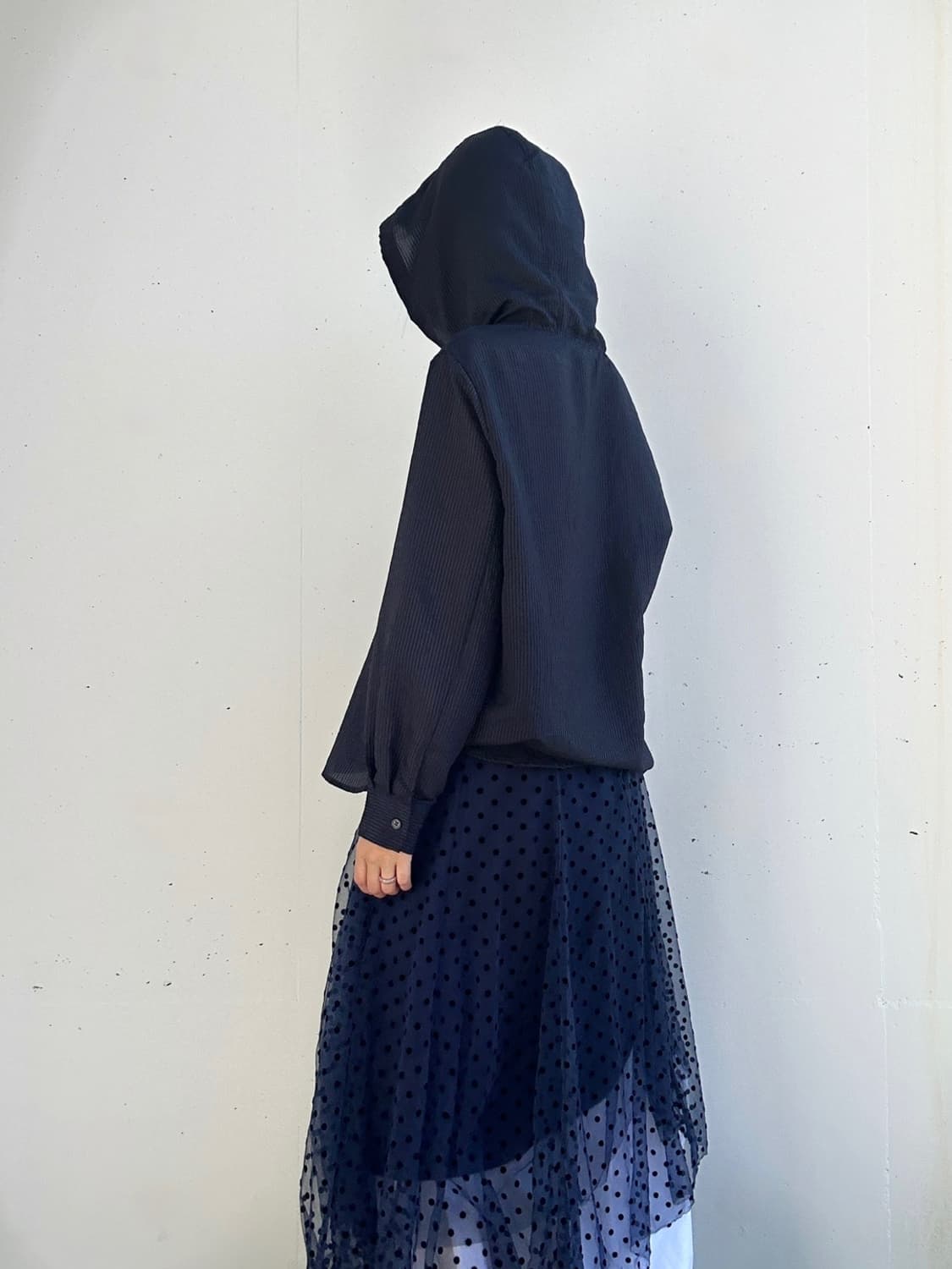 Stripe whimsical hoody top / navy 상품이미지4