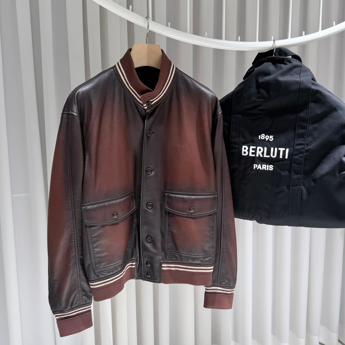 (A/50) / 벨루티 파티나 레더 자켓 브라운 상품이미지3