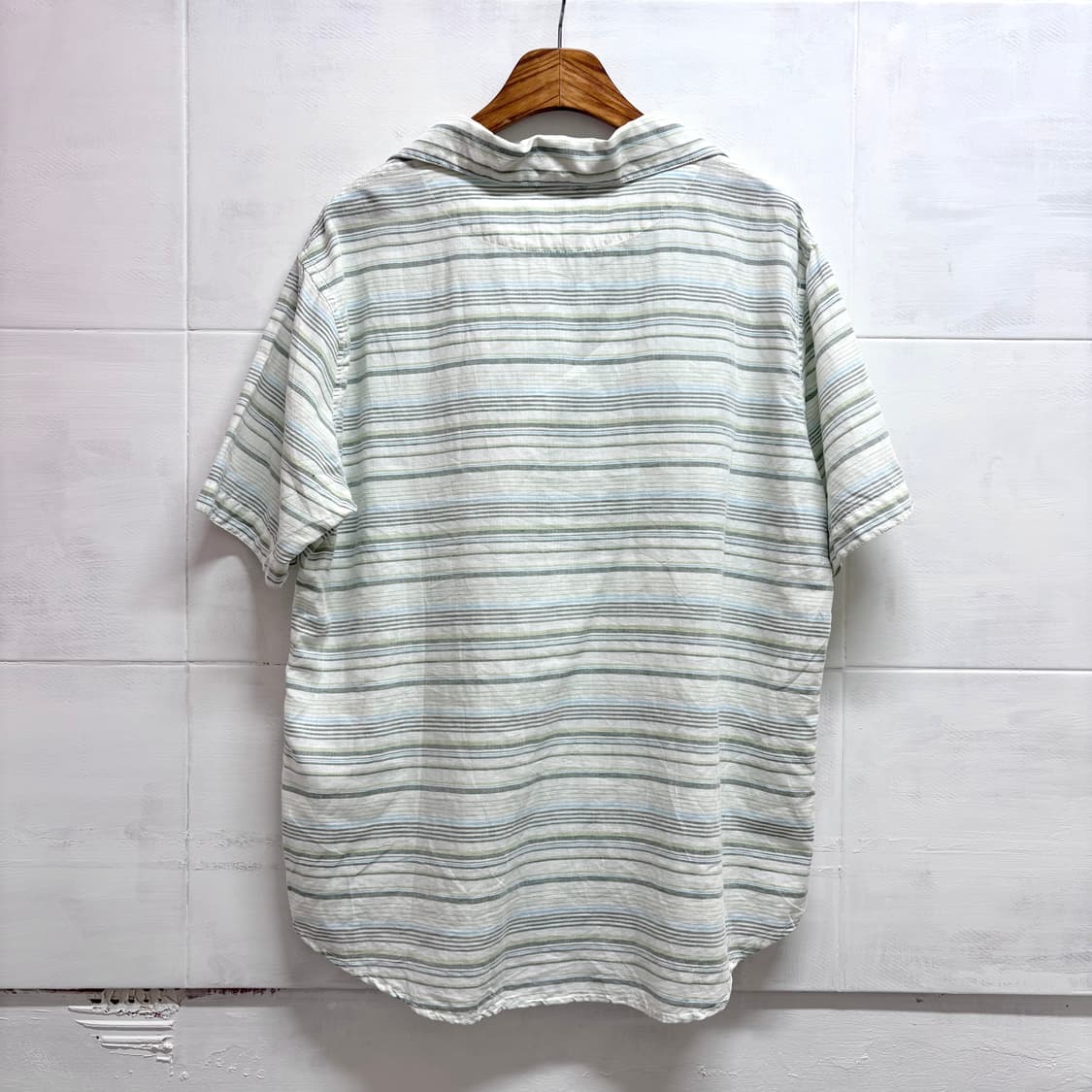 goodday 린넨 코튼 스트라이프 오픈카라 블라우스 JPN 상품이미지3