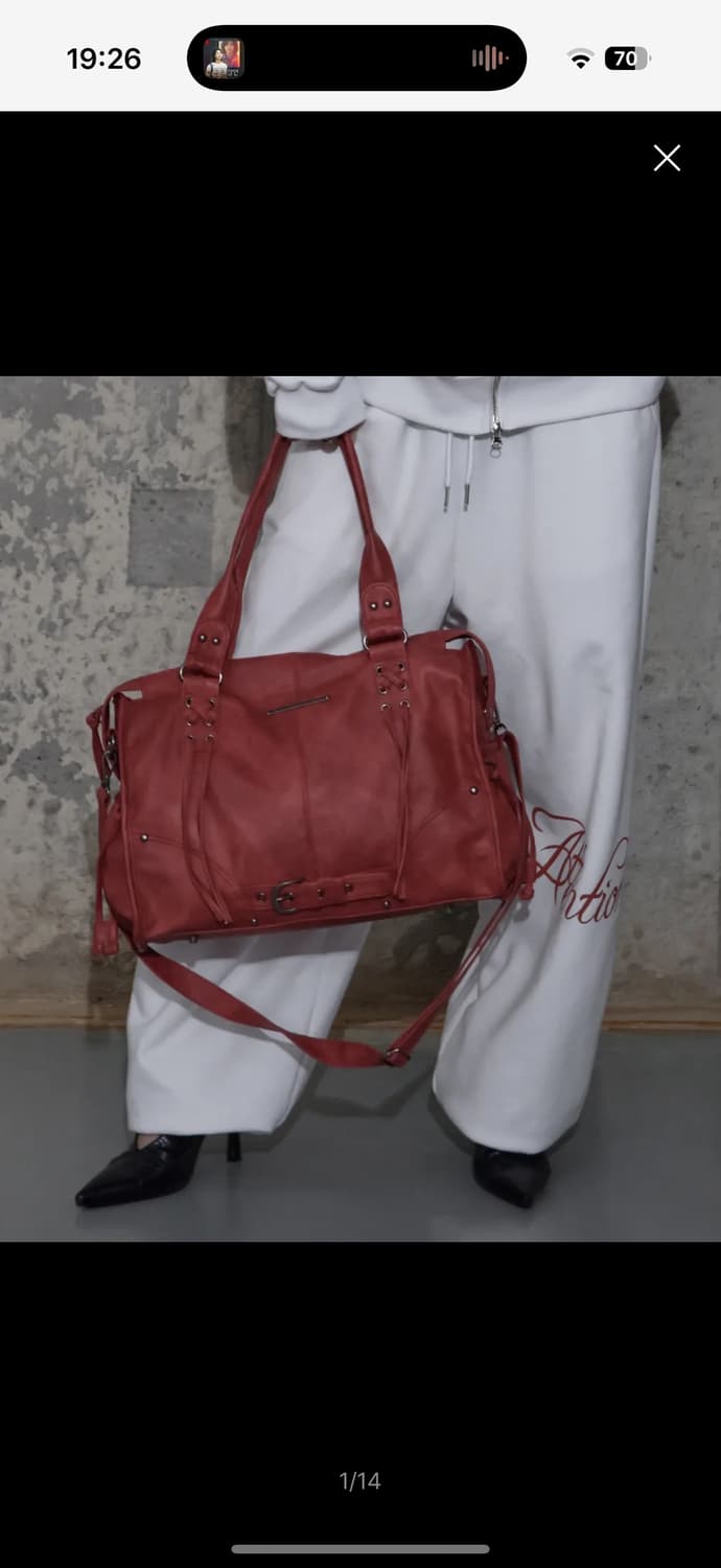 워싱 레더백 체리레드 새상품  상품이미지3