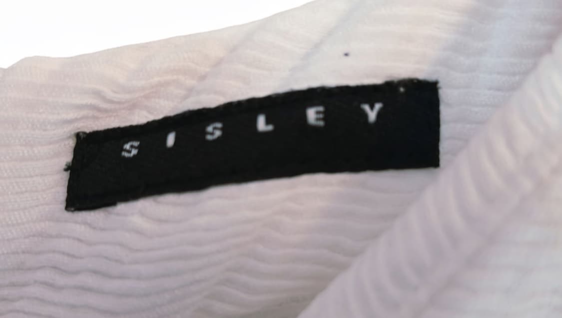 SISLEY 시슬리 와플 텍스처 V넥 반팔 화이트 원피스 EU42 상품이미지4