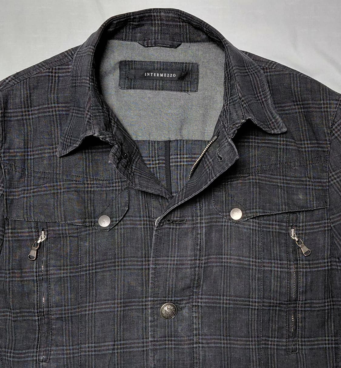 [L] 인터메조 x 이탈리아 EMMETEX 리넨 체크 사파리 자켓 상품이미지2