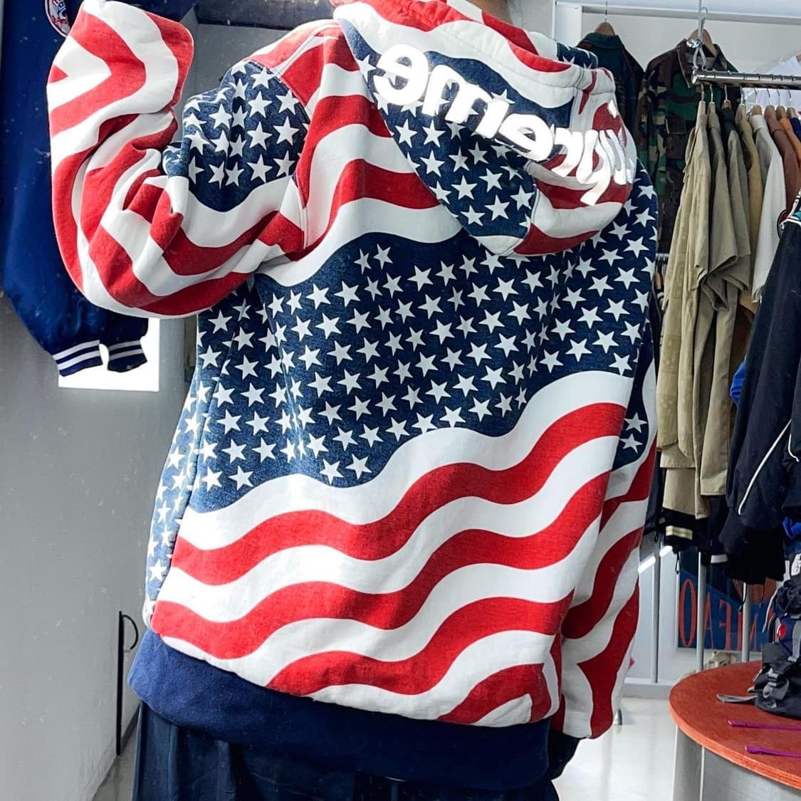 슈프림 14FW 3M 리플렉티브 성조기 써멀 후드집업 상품이미지9