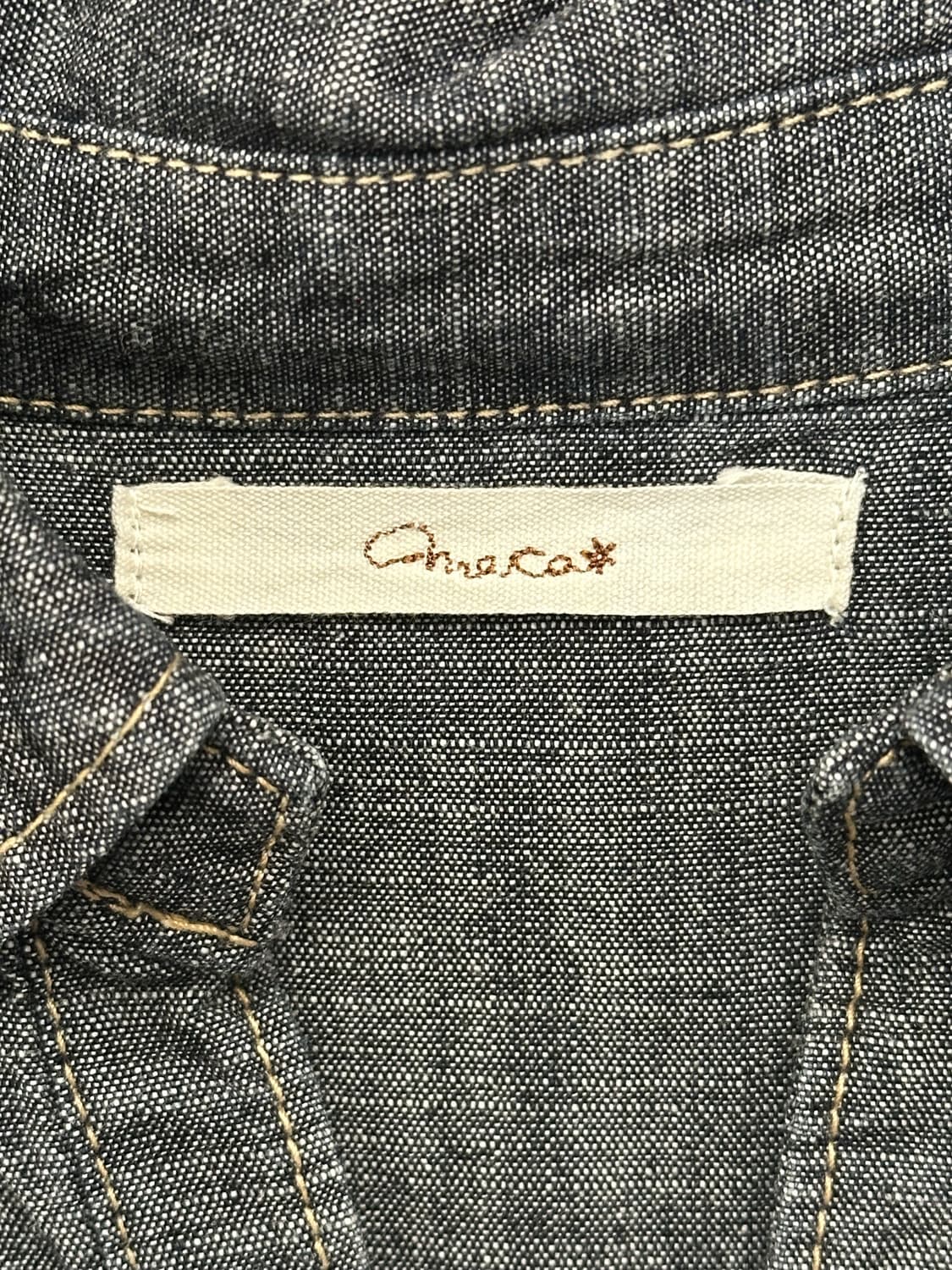 M)Japanese vintage 여성 터키석 버튼 샴브레이 셔츠 상품이미지3