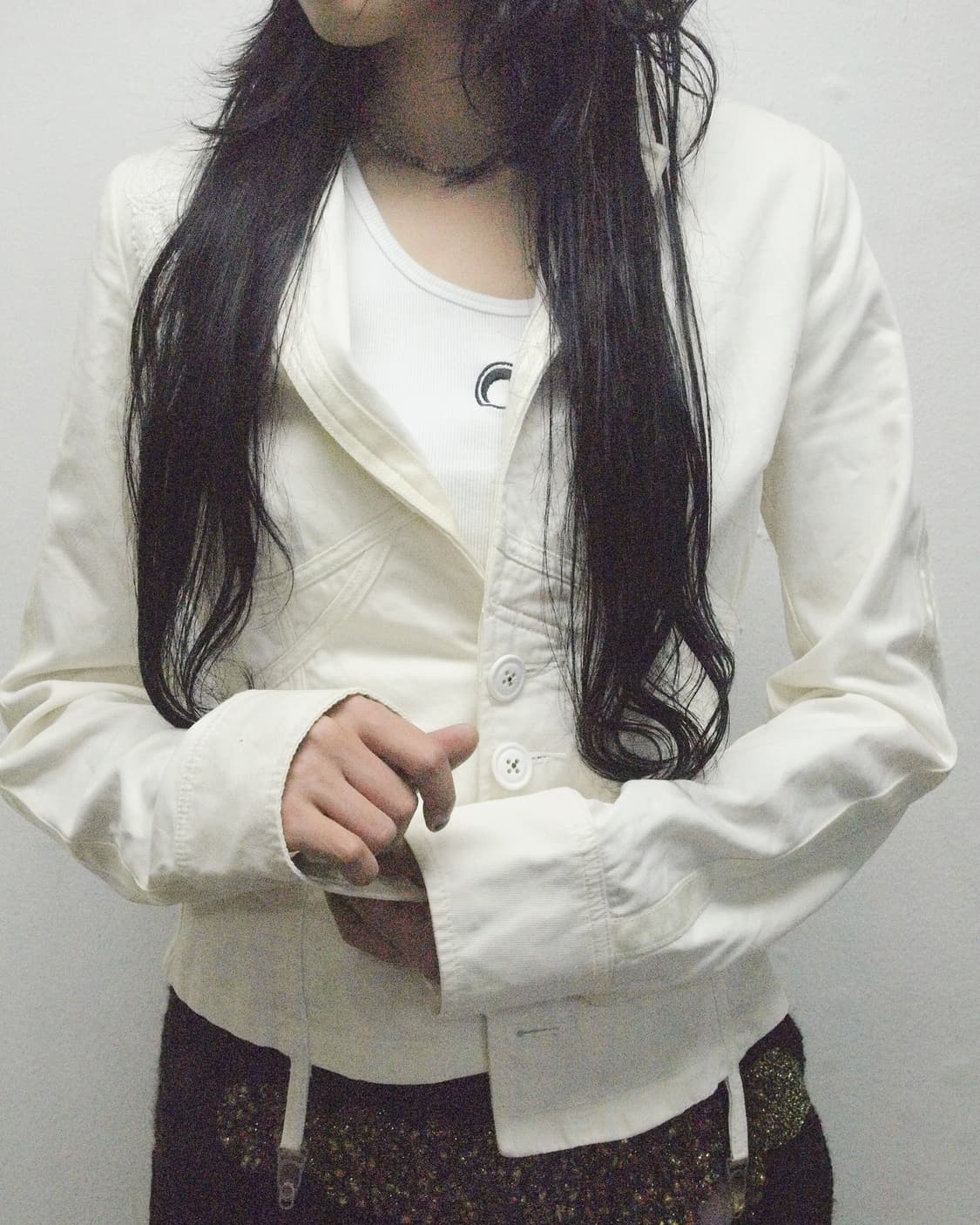 디젤 크롭컷 화이트 코튼 본디지 플라이트 자켓 상품이미지4