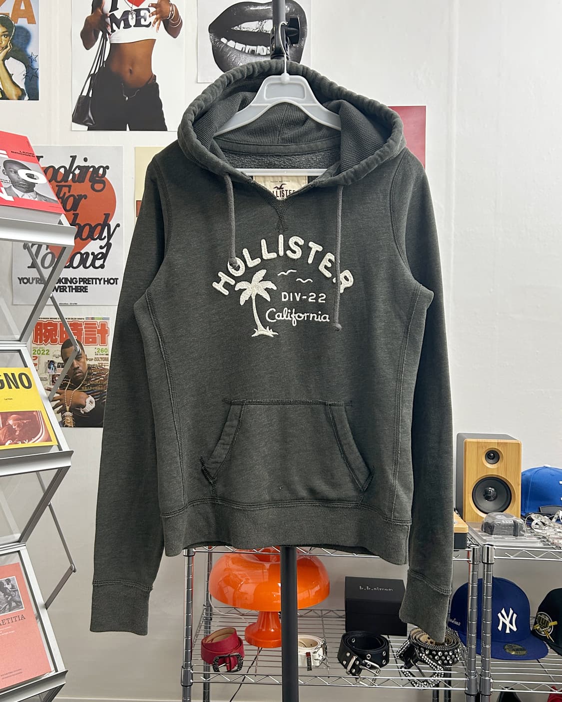 홀리스터  아치로고 그레이 카키  후드티 상품이미지1