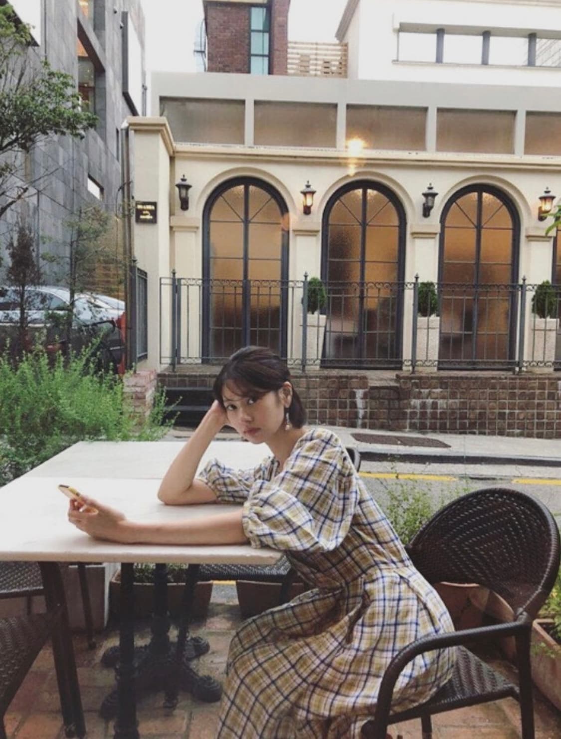 아크로 akro 정소민 체크 린넨 셔링 원피스 상품이미지2