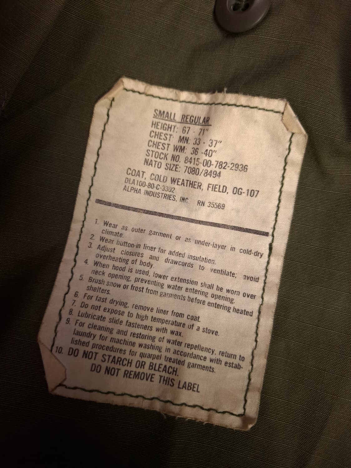 오리지날 80's 미군 3세대 M-65 필드 야상 상품이미지3