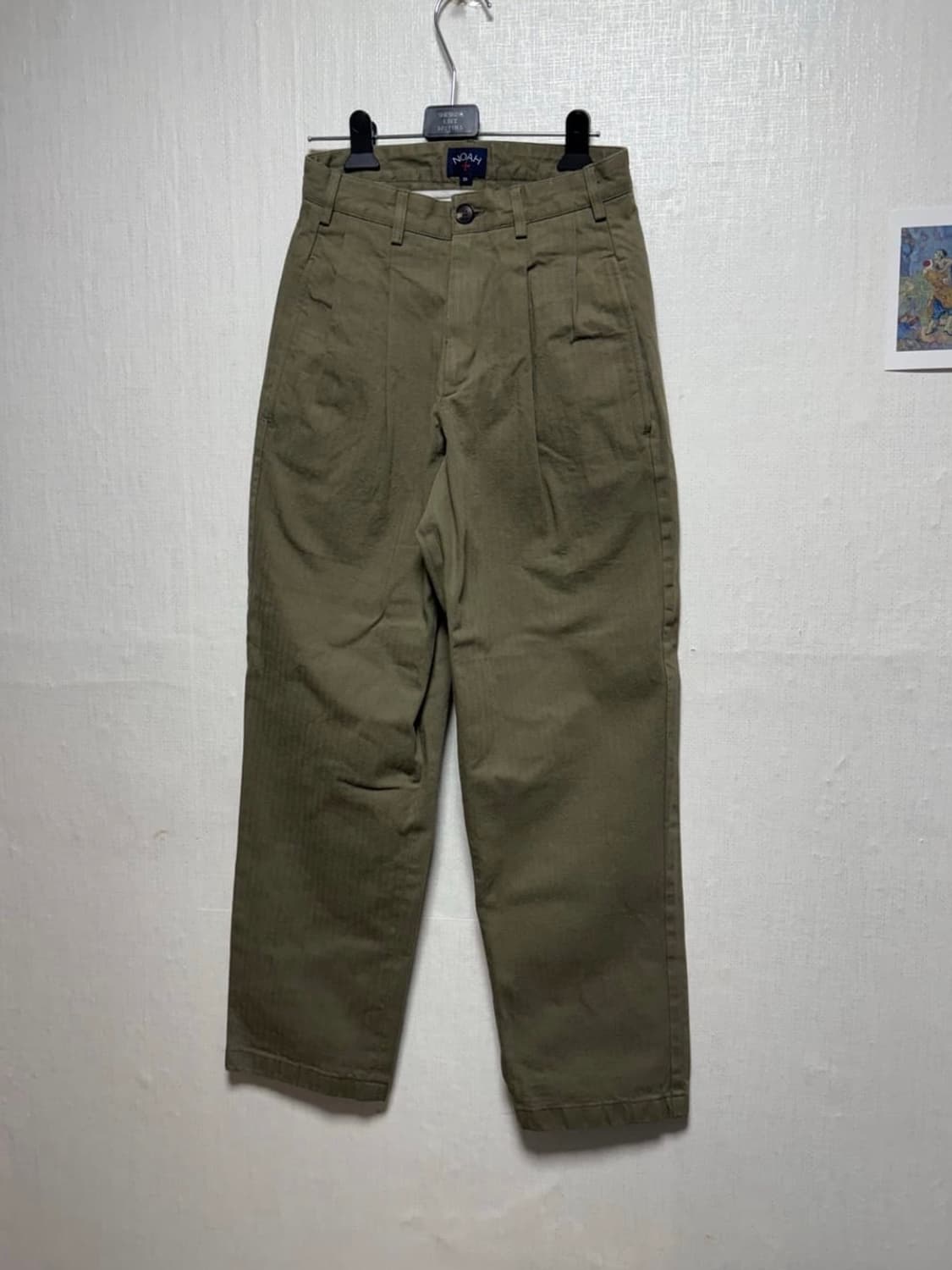 (새제품) Noah 노아 트윌 올리브 더블 플리츠 팬츠 상품이미지3