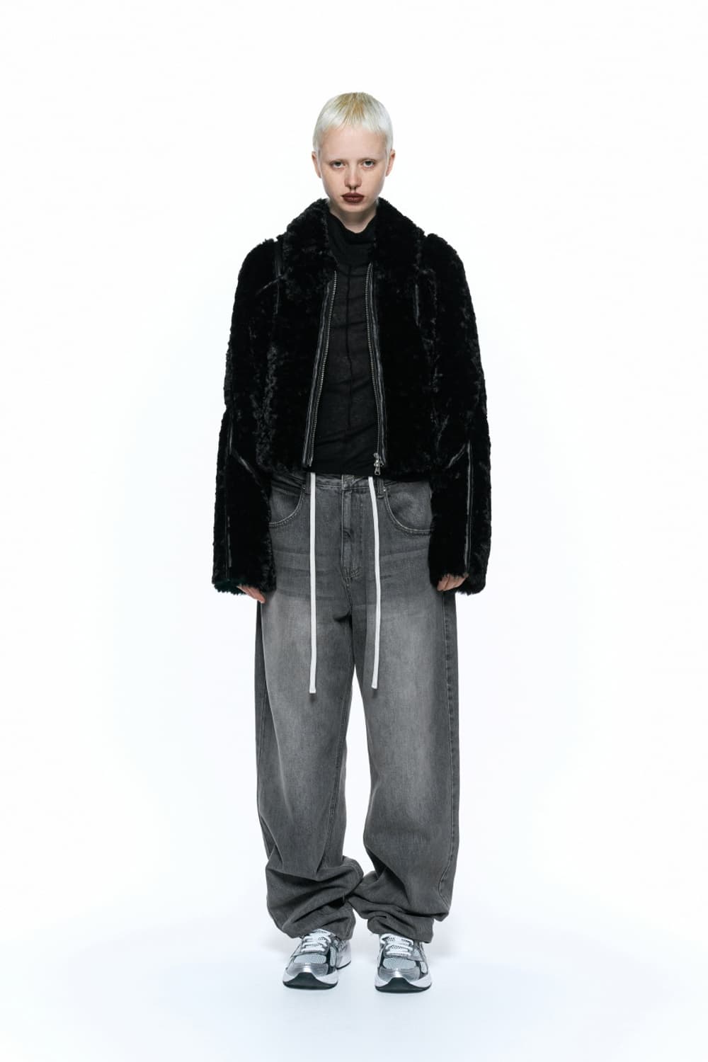 인사일런스 우먼 레더 바인딩 포우 퍼 자켓 점퍼 블랙 M 상품이미지4