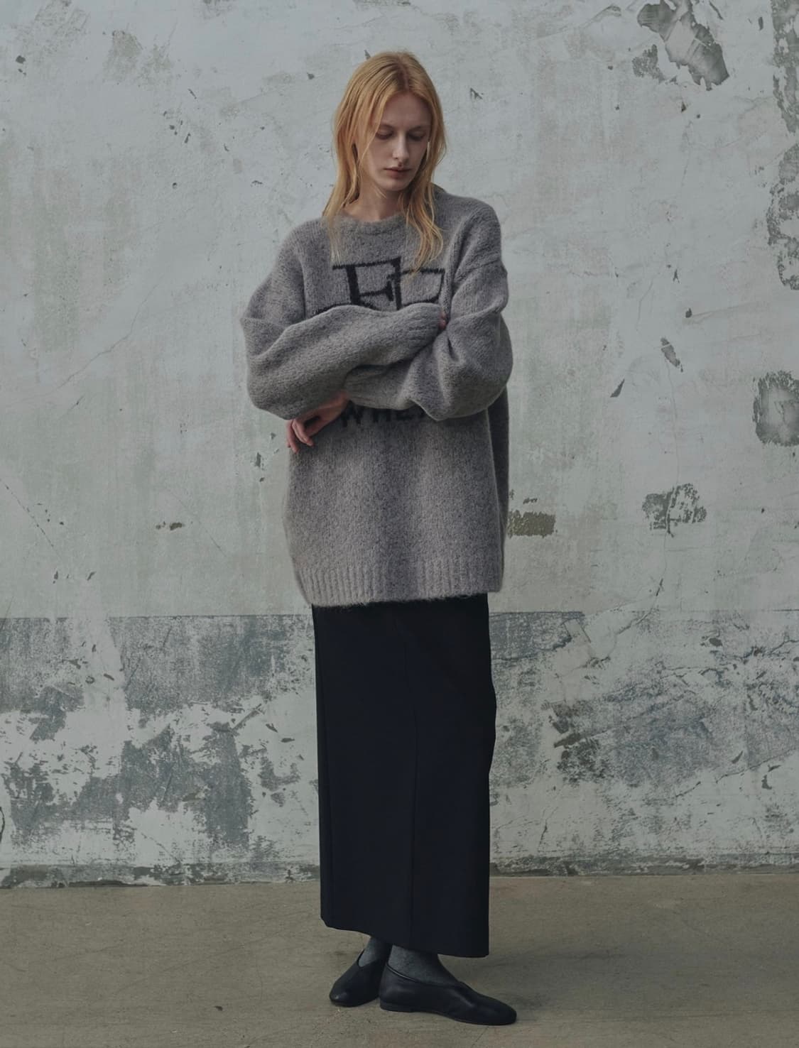 새상품 프롬웨얼 심볼 알파카 니트 그레이 정가 189000 상품이미지1